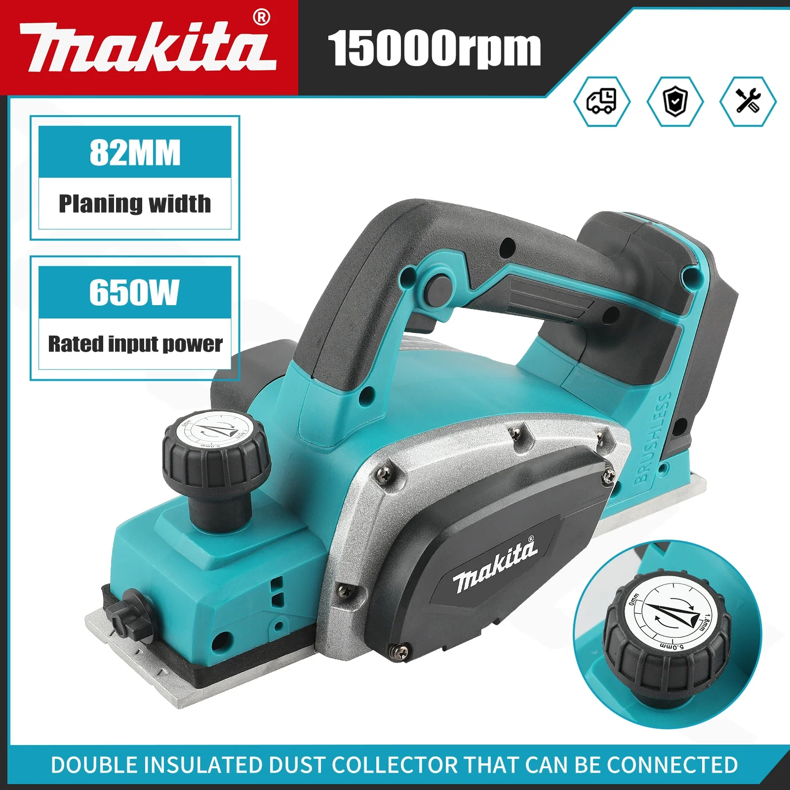 Planer Handheld Electric - DKP180 draadloze elektrische schaafmachine zonder borstelmotor,